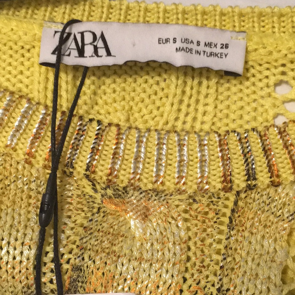 ZARA Cable knit sweater gold accented cotton - Picture 7 of 7